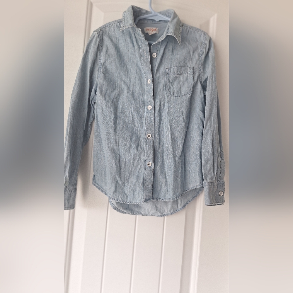 Cat & Jack Blue Button Down Shirt Lightweight Cotton